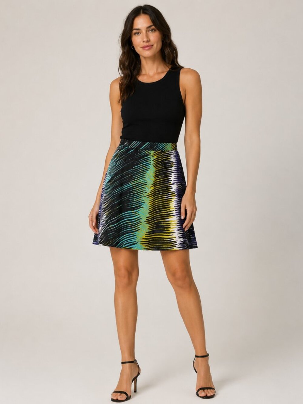 LOFT Size 14 Multicolor Abstract Stripe A-Line Mini Skirt Fully Lined